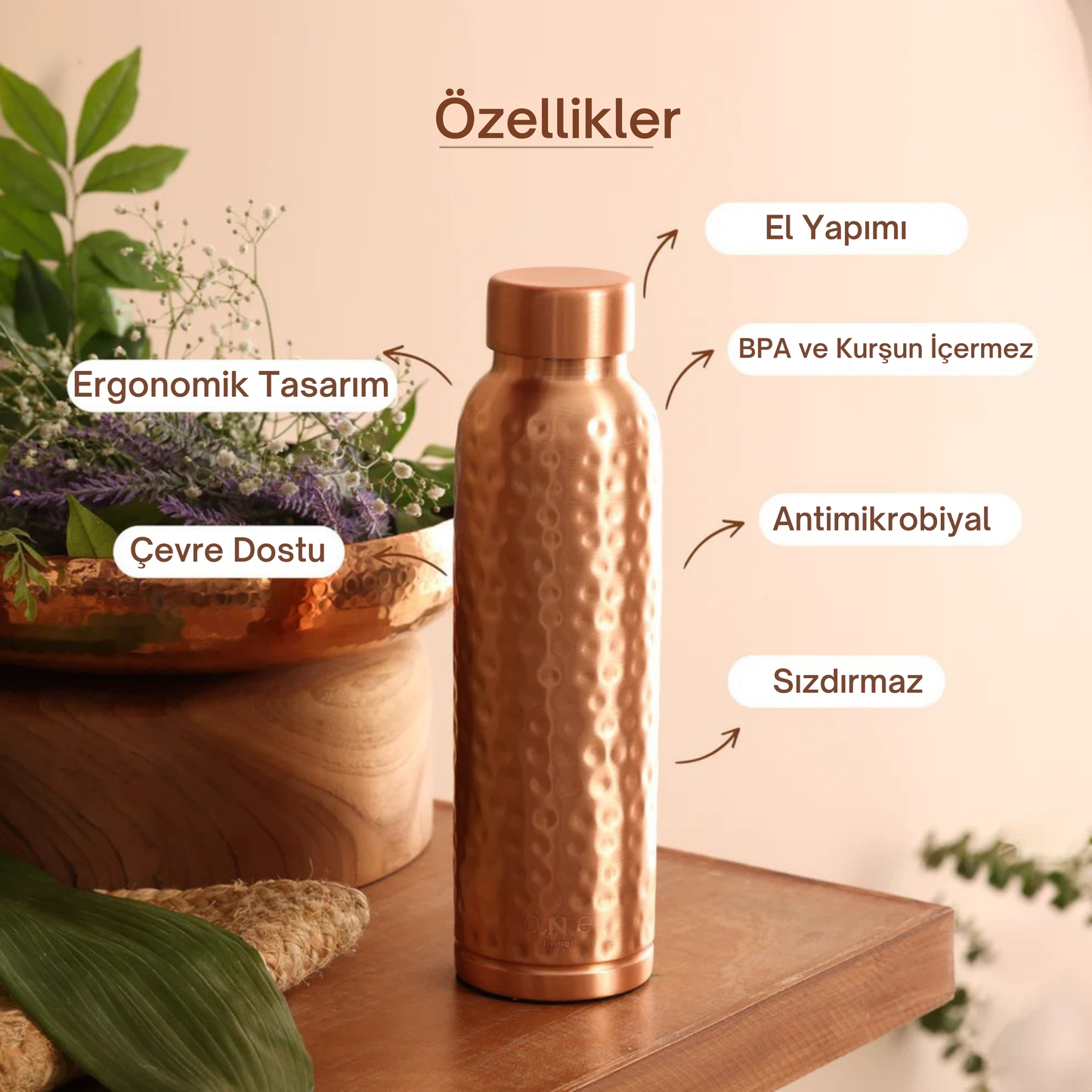 Nühas Bakır Su Şişesi
